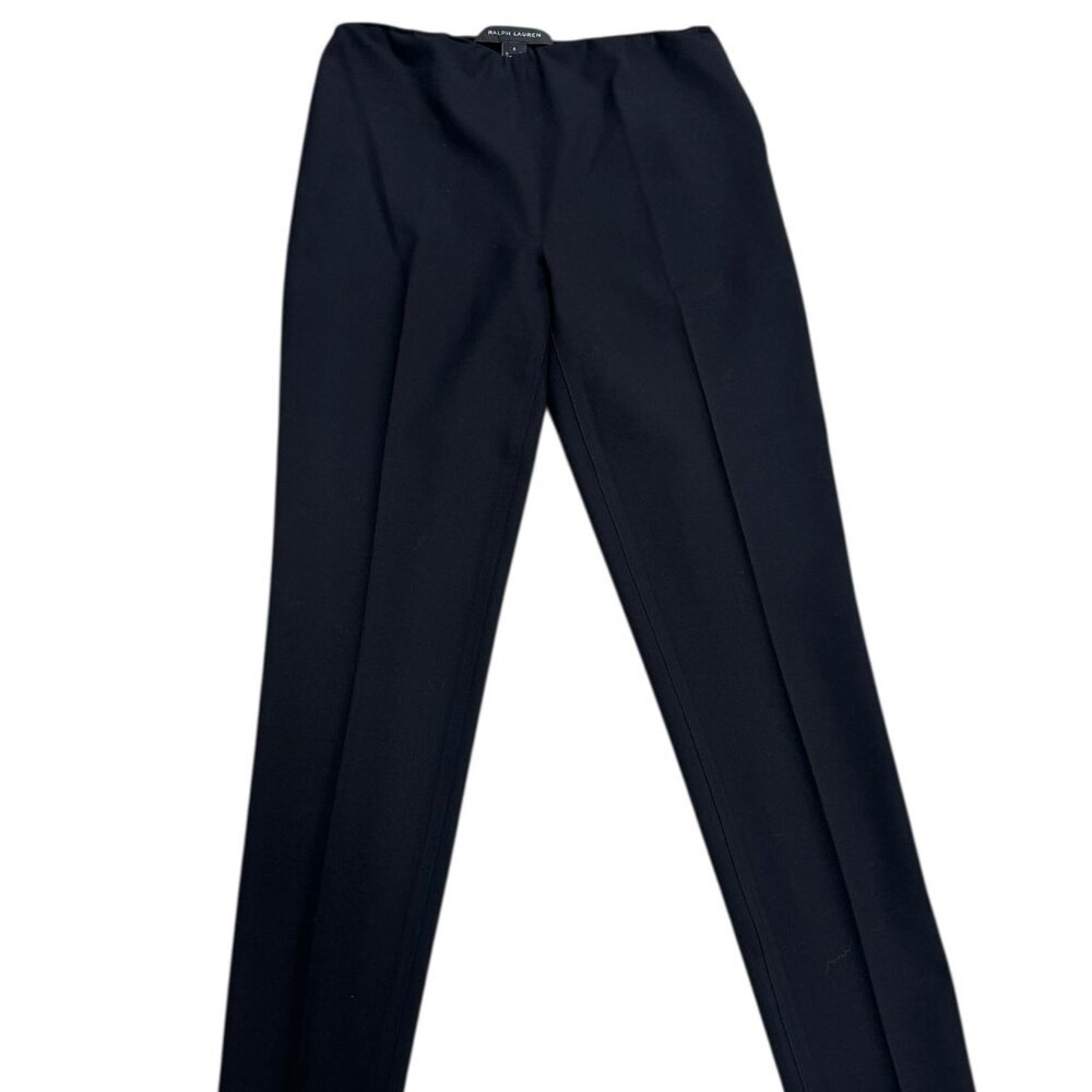 Ralph Lauren Black Label Wool Blend Black Pants Size 4 Slim Straight - Like New